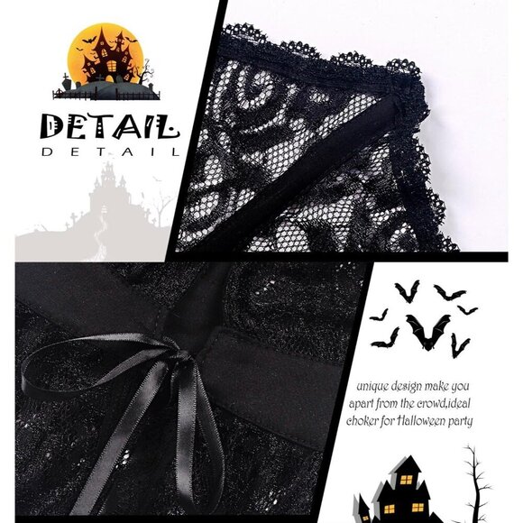 Women Black Victorian Collar Gothic Accessories Cosplay Vampire Costume main image 9